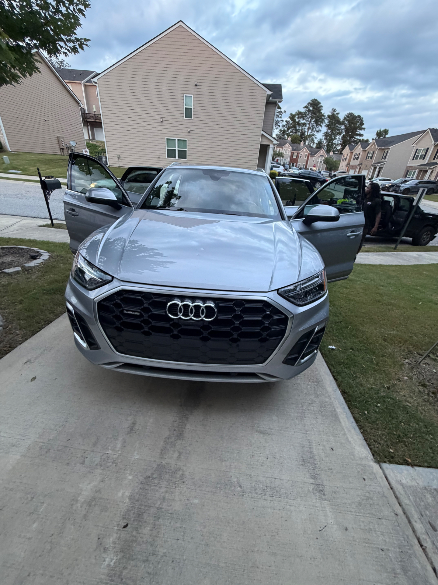 Silver Audi driveway detail